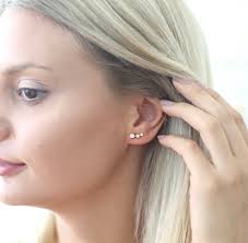 Ear Climber ,diamond Earrings, Ear Crawler ,dainty Ear Climber, Cartilage  Ear Climber, Gift for Her Jx55