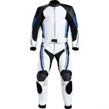 New Mens Biker White Motorcycle Racing Cowhide Leather 2 Pc Suit Safety Pads Blue Motorcycle White Motorcycle Leather Jacket Style