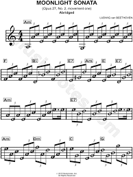 What level of expertise is required or how many hours. Ludwig Van Beethoven Moonlight Sonata 1st Movement Abridged Sheet Music For Beginners In A Minor Download Print Sku Mn0145546