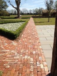 Reclaimed Brick Path Will Do Ours In Herringbone Pattern But Like The Look Of The Whiter Bricks Scattered Throug Reclaimed Brick Patio Brick Patios Brick Path