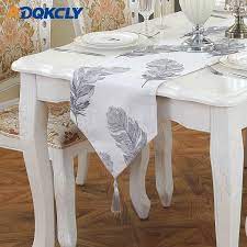 This creates a sense of visual unity across the dining table and if you use enough of them, you can skip the placemats all together and just use a fun charger.if your dining table is really long, table runners placed widthwise can serve as a visual and physical divider between place settings. Adqkcly Modern Dining Room Table Runners Linen Flannel Fabric Tea Desk Cloth Decor Hotile Party Wedding Home Textile Supplies Table Runners Aliexpress