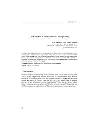 Pdf The Role Of It In Business Process Reengineering Goparaju Sudhakar Academia Edu