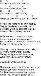 Bluegrass Songs With Chords Man Of Constant Sorrow Guitar Chords And Lyrics Banjo Music Mandolin Songs