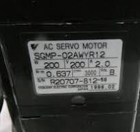 Yaskawa SGMP-02AWYR12 Servo Motor 200w 3000rpm 0.637nm 200v-ac