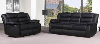 The sofa sets and sectionals come in a wide variety of fabrics from the ever popular and easy to clean micro fiber to a plush chenille fabric and some even our living room accessories come in a variety of different items from small accents tables, chair side end tables, complete coffee table sets, entry and. Roman Black Recliners Leather Sofa Set 3 2 Seater Bonded Leather Leather Sofa World