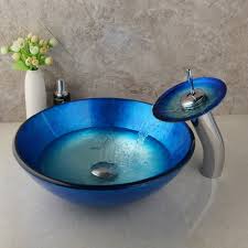 bathroom blue tempered glass basin
