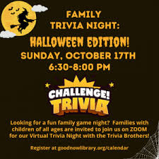 Uncover amazing facts as you test your christmas trivia knowledge. 10 17 2021 Family Trivia Night Halloween Edition Goodnow Library