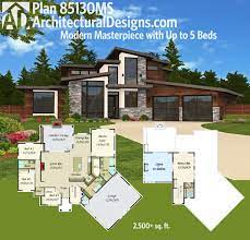 Plan 85130ms Modern Masterpiece With Up To 5 Beds House Floor Plans Beach House Plans Modern House Plans