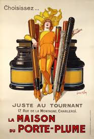 1928 The House Of The Pens Vintage Advertising Poster Belgium Porte Plume Affiches Publicitaires Vintages Vintage Poster
