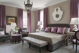 Purple And Gray Bedroom With Mismatched Nighstands Contemporary Bedroom Purple Master Bedroom Home Decor Bedroom Feature Wall Bedroom