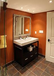Cozy Up With Warm Clay Colors Orange Bathrooms Burnt Orange Bathrooms Orange Bathroom Decor