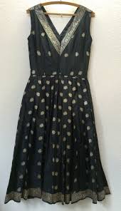 Vintage 1950 S Cocktail Party Dress Made From Indian Sari Rockabilly Dress Indian Style Saree Designs Indian Sari
