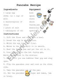 A Simple Pancake Recipe For Cooking In The Esl Classroom Ask Students To Connect The Equipment With The Right Pict Pancake Recipe Pancake Recipe Easy Pancakes