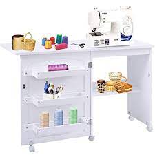 Amazonsmile Giantex Folding Sewing Craft Table Sewing Machines Table With Storage Shelves And Lockable C Folding Sewing Table Sewing Table Small Sewing Rooms