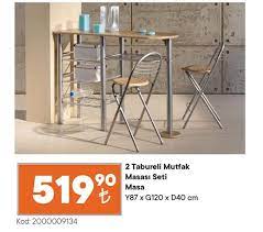Tabureli mutfak masası modelleri ve fiyatları için farklı 8 çeşit ürün bulundu. 2 Tabureli Mutfak Masasi Seti Masa Y87 X G120 X D40 Cm Indirimde Market