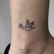 Small Bird And Rose Tattoo Minimal Peace Dove With Flower Tattoo Made By Me At The Black Box Studio Dove Tattoo Dove Tattoos Peace Dove Tattoos
