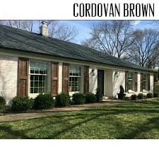 Wood Shutters Rustic Exterior Cedar Shutters Shaker Style Brick Exterior House Ranch House Exterior Home Exterior Makeover