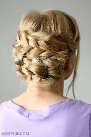 Add a lot of hair spray to get as much texture and volume as you can. Braided Updo For Shorter Hair