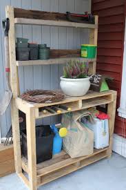 Holz Europaletten Garten Regal Umtopftisch Praktisch Werkzeuge Aufbewahrung Holz Europaletten Garten Pallet Potting Bench Pallet Garden Benches Potting Bench