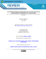 AUTOPERCEPCIÓN DE HABILIDADES DE LECTURA CRÍTICA EN ESTUDIANTES DE CIENCIAS  DE LA EDUCACIÓN Juan Pablo Díaz Aníbal Roque Ba