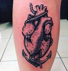 The anchor tattoo has remained popular for many years. Cool Painted Black And White Heart With Roped Anchor Tattoo On Leg Tattooimages Biz