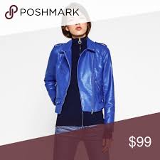 Zara Faux Leather Jacket Cobalt Blue Large Faux Leather Jackets Jackets Leather Jacket