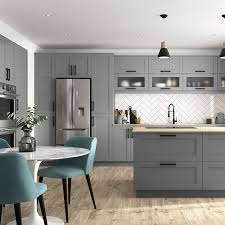 Shaker Base Cabinets In Gray Kitchen The Home Depot In 2020 Grey Kitchen Cabinets Kitchen Cabinets Kitchen Cabinet Styles
