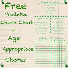 Free Printable Chore Chart Age Appropriate Chores