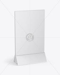 Display stand or acrylic table tent. Plastic Table Tent Mockup In Outdoor Advertising Mockups On Yellow Images Object Mockups