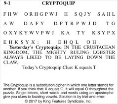 Themed crossword puzzles with a human touch. Cryptoquip King Features Syndicate Inc Faribault Mn
