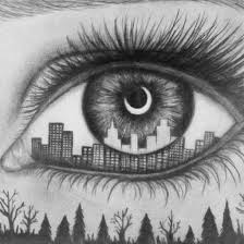 Beautiful Black And White Art Pictures Art Beautiful Black And White City Drawing Moon Night Sky Eye Drawing Eye Art Cool Drawings