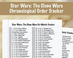 Star Wars The Clone Wars Chronological Tracker Etsy Clone Wars Star Wars Star Wars Clone Wars