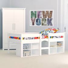 Lit escalier en mezzanine, surélevé pour chambre de fille. Lit Mi Hauteur Sureleve Enfant School Blanc Home Decor Home Furniture