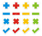 Plus, Minus, Check, Cross Sticker Sets Royalty Free SVG, Cliparts ...