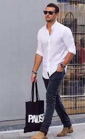 Black And White Button Up Shirt Outfit Pin By M On Leather Jeans Men Mens Fashion Mens Outfits Mens Fashion Suits
