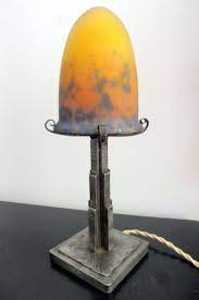 Muller frères stunning pair of art deco wall sconces signed muller freres luneville h. Superbe Lampe Muller Freres Fres Luneville Pied Art Deco Fer Forge Pate De Verre