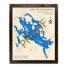 Lake Winnipesaukee Nh 3d Wood Topo Map