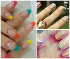 São tantas inspirações que fica difícil selecionei algumas unhas francesinhas bem criativas, alegres e coloridas para você deixar as suas. Francesinha