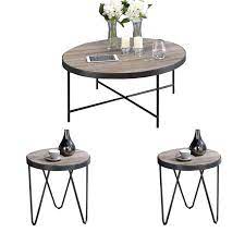 Homcom 32 long rectangle all acrylic 20mm thick waterfall coffee table, clear. Bage 3 Piece Modern Coffee Table And End Table Set In Weathered Gray Oak Walmart Canada