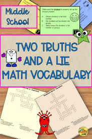 Two Truths And A Lie Math Vocabulary Math Vocabulary Elementary School Math Vocabulary