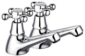 Black basin tapware (2) britannia range (30) deck mounted (40) levers (29) st. Qx Victorian Pair Of Basin Taps