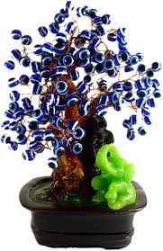 Amazon Com Blue Evil Eye Beads Bonsai Tree With Lucky Elephant Home Office Decor For Protection Home Office Decoration Housewarming Congratulation Gift With A Betterdecor Gift Bag Grocery Gourmet Food