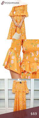 TOPSHOP Boutique Shirred Ruffle Midi Dress Orange | Ruffle midi dress, Top  shop dress, Midi ruffle dress