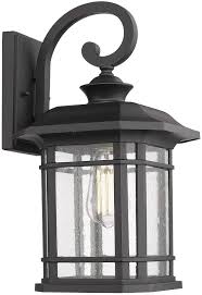 Emliviar Outdoor Wall Lights For House 1 Light Exterior Wall Sconce Black Finish With Clear Seeded Glass 17 Height 22021m Amazon Com
