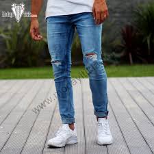 Erkek Kot Pantolon Mavi Dizleri Yirtik Taslamali Jeans Erkek Kot Pantolon Pantolon Kotlar