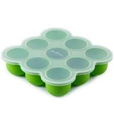 Amazon Com Babybliss Silicone Baby Food Storage Container And Freezer Tray Clip On Silicone Lid 9 Cups X 2 5 Oz Easy Out Portions Green Baby
