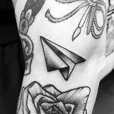 Leg Paper Airplane Black And Grey Ink Filler Tattoos Male Tattoo Sleeve Filler Tattoos Tattoo Filler