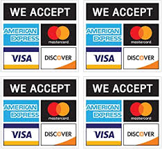 Only discover®, mastercard®, visa®, american express®, diners club international®, and jcb® cards are accepted. Amazon Com Credit Card Stickers Visa Mastercard Amex And Discover Vinyl Decals Uv Protected Waterproof 4 X 3 7 Inch 4 Labels Office Products