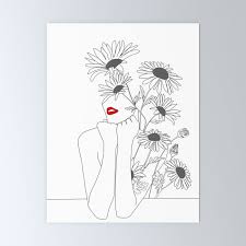 Minimal Line Art Girl With Sunflowers Mini Art Print By Nadja Without Stand 3 X 4 Sunflower Art Print Sunflower Art Line Art Drawings