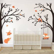 Www Ameridecals Com Trees Swing With Baby Fox Mom Fox Nursery Decor Fox Nursery Decor Nursery Wall Decals Nursery Wall Decals Tree